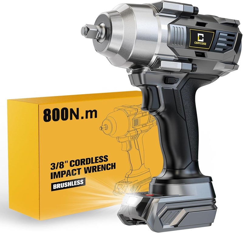 Cerycose Cordless Impact Wrench Compatible with Dewalt 20V Battery, 3/8" 600Ft-lbs (800N·m), Brushless Electric Impact Driver, 2400 RPM, LED Light – Compact, Light-Duty(No Battery) - Image 1